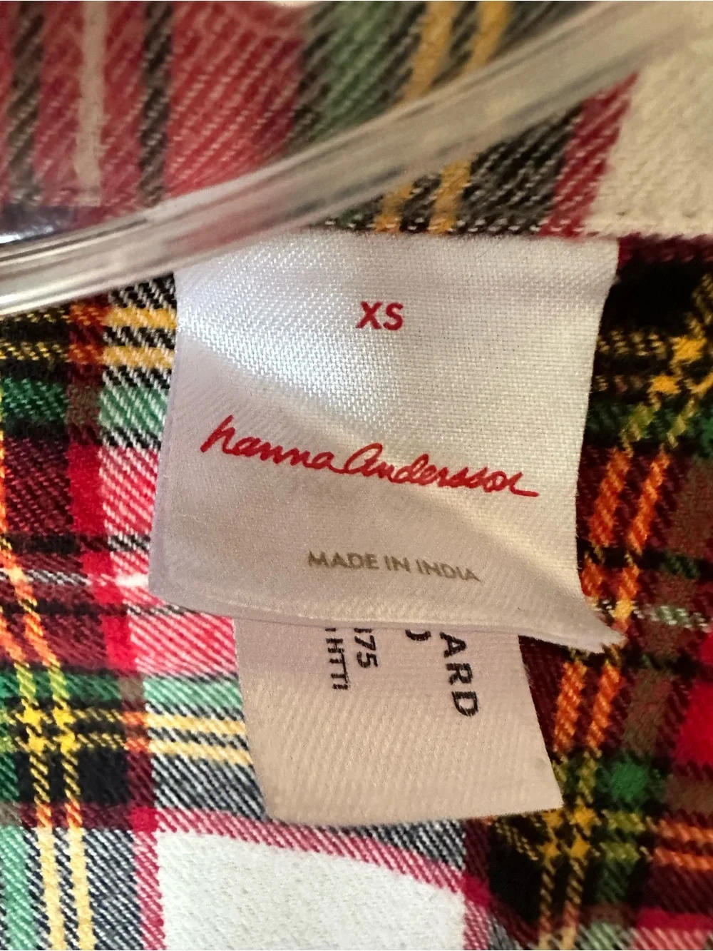 Hanna Andersson XS Red Plaid Cotton Pajama set